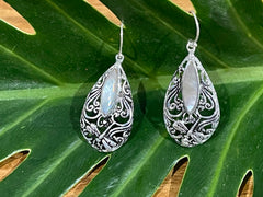 925 Sterling Silver Tear Drop Hook Earrings - Balinese Style Earrings