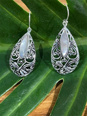 925 Sterling Silver Tear Drop Hook Earrings - Balinese Style Earrings
