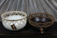 NEW BALINESE HAND CRAFTED WOOD/RATTAN COMBO BOWL Medium