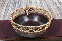 NEW BALINESE HAND CRAFTED WOOD/RATTAN COMBO BOWL Large