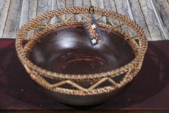 NEW BALINESE HAND CRAFTED WOOD/RATTAN COMBO BOWL Medium