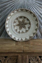 NEW Bali Woven Rattan Platter with Motif - Balinese Woven Rattan Wall Art 40cm