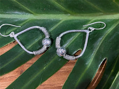 925 Sterling Silver Tear Drop Hook Earrings - Balinese Style Earrings