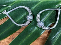 925 Sterling Silver Tear Drop Hook Earrings - Balinese Style Earrings