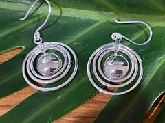 925 Sterling Silver Multi Hoop Hook Earrings - Balinese Style Earrings