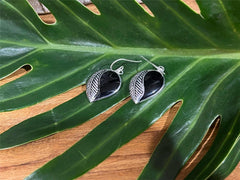 925 Sterling Silver Leaf Hook Earrings - Balinese Style Earrings