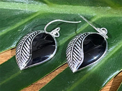 925 Sterling Silver Leaf Hook Earrings - Balinese Style Earrings