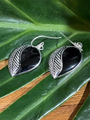 925 Sterling Silver Leaf Hook Earrings - Balinese Style Earrings