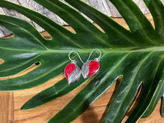 925 Sterling Silver Leaf Shape Hook Earrings - Balinese Style Earrings