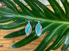 925 Sterling Silver Leaf Shape Hook Earrings - Balinese Style Earrings