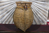 NEW BALINESE HAND WOVEN BAMBOO w/RATTAN TRIM OPEN BASKET