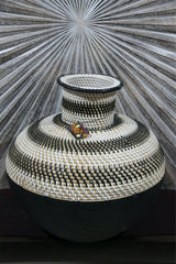 NEW BALINESE HAND CRAFTED WOOD/RATTAN COMBO Ball Vase - Gorgeous!!