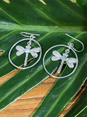 925 Sterling Silver Dragonfly Hook Earrings - Balinese Style Earrings