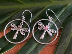 925 Sterling Silver Dragonfly Hook Earrings - Balinese Style Earrings
