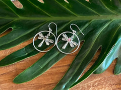 925 Sterling Silver Dragonfly Hook Earrings - Balinese Style Earrings