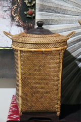 NEW BALINESE HAND WOVEN BAMBOO / RATTAN LAUNDRY BASKET WITH LID