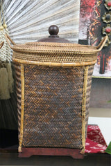 NEW BALINESE HAND WOVEN BAMBOO / RATTAN LAUNDRY BASKET WITH LID
