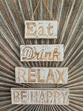 NEW Balinese Wood Wall Sign - Eat, Drink, Relax, Be Happy Sign - Bali FUN Sign