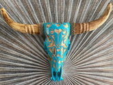 NEW Balinese Hand Carved & Crafted Buffalo Skull with Horn Wall Art