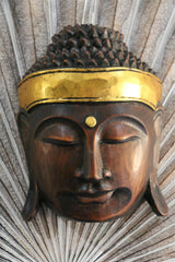 NEW Balinese Hand Carved Wooden Buddha Mask - 25cm