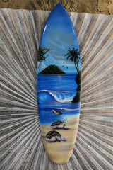Bali Air Brushed Surfboard w/Turtle Wall Decor 80cm - Bali Surfboard Wall Art