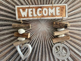 NEW Balinese Timber Combi WELCOME Sign Love heart/Driftwood/Peace Sign CUTE!!