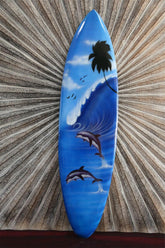 Bali Air Brushed Surfboard w/Dolphin Wall Decor 80cm - Bali Surfboard Wall Art