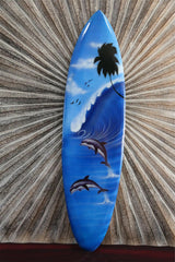 Bali Air Brushed Surfboard w/Dolphin Wall Decor 80cm - Bali Surfboard Wall Art