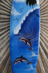 Bali Air Brushed Surfboard w/Dolphin Wall Decor 80cm - Bali Surfboard Wall Art