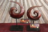 Wood Carved New Zealand Koru on Metal Stand - AMAZING piece