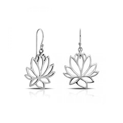 925 Sterling Silver Lotus Hook Earrings - Balinese Style Earrings