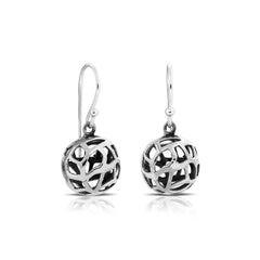 925 Sterling Silver Globe Earrings - Balinese Style Earrings