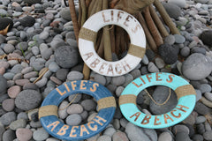 NEW Balinese Hand Crafted LIFE'S A BEACH Life Buoy Decor Sign
