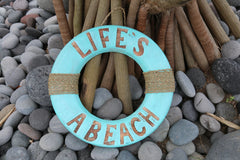 NEW Balinese Hand Crafted LIFE'S A BEACH Life Buoy Decor Sign