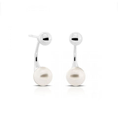 925 Sterling Silver Double Pearl Earrings - Balinese Style Earrings