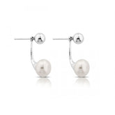 925 Sterling Silver Double Pearl Earrings - Balinese Style Earrings