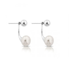 925 Sterling Silver Double Pearl Earrings - Balinese Style Earrings