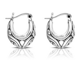 925 Sterling Silver Lotus Hook Earrings - Balinese Style Earrings
