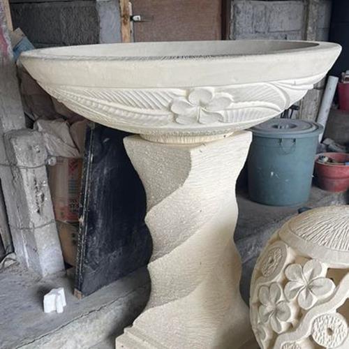 Balinese Frangipani Hand Crafted Bird Bath - Bali Garden Art - Bali Bird Bath