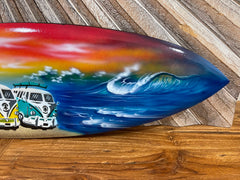 Bali Air Brushed Surfboard w/Combi Van Wall Decor 80cm - Bali Surfboard Wall Art