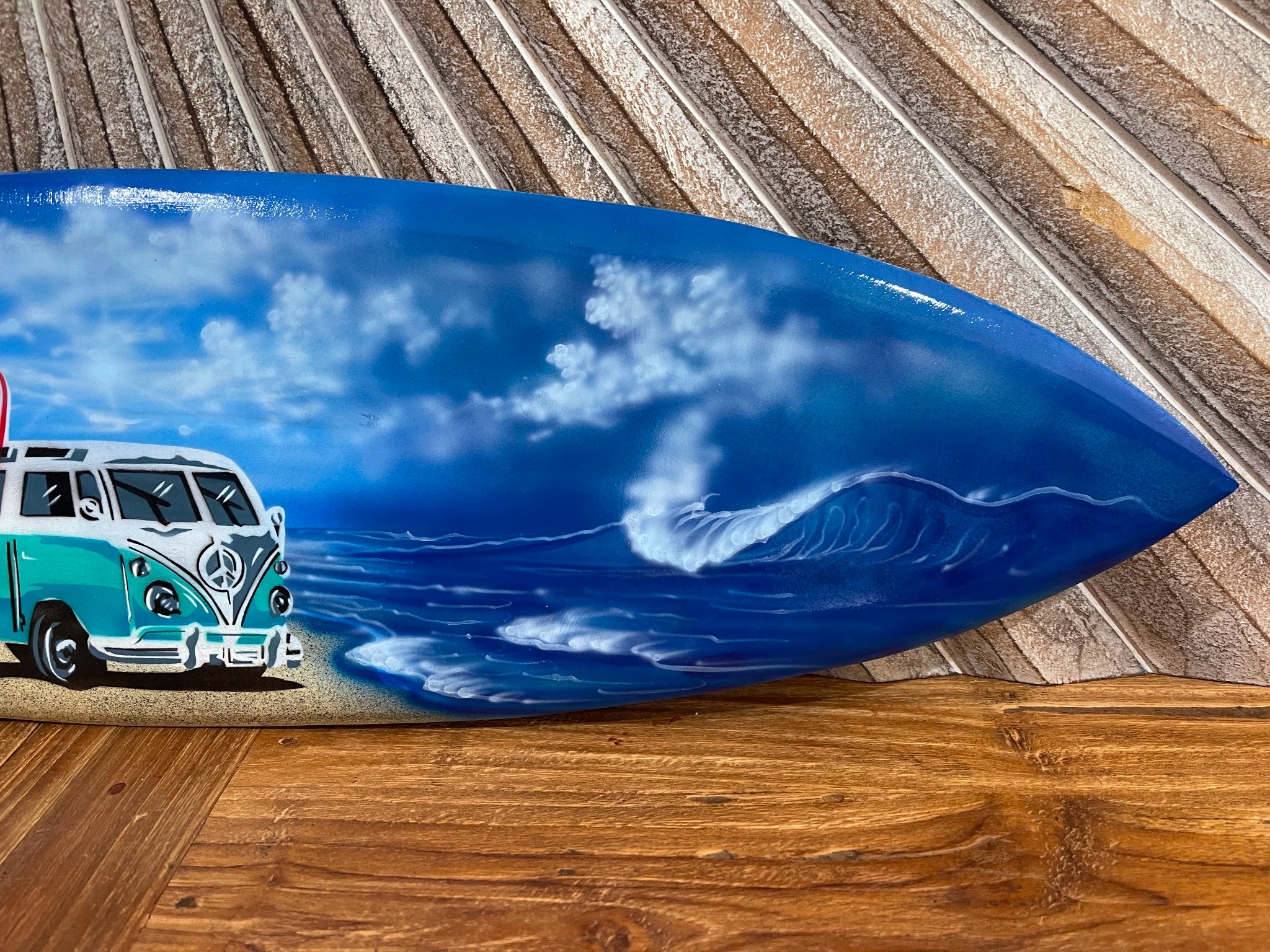 Bali Air Brushed Surfboard w/Combi Van Wall Decor 80cm - Bali Surfboard Wall Art