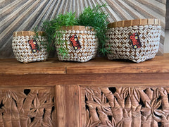 Balinese Hand Woven Open Basket Encrusted w/Shell - 3 sizes available STUNNING