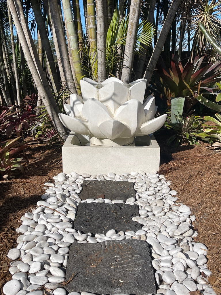 NEW Balinese Lotus Water Feature - Terrazzo Lotus Water Feature - Bali Garden