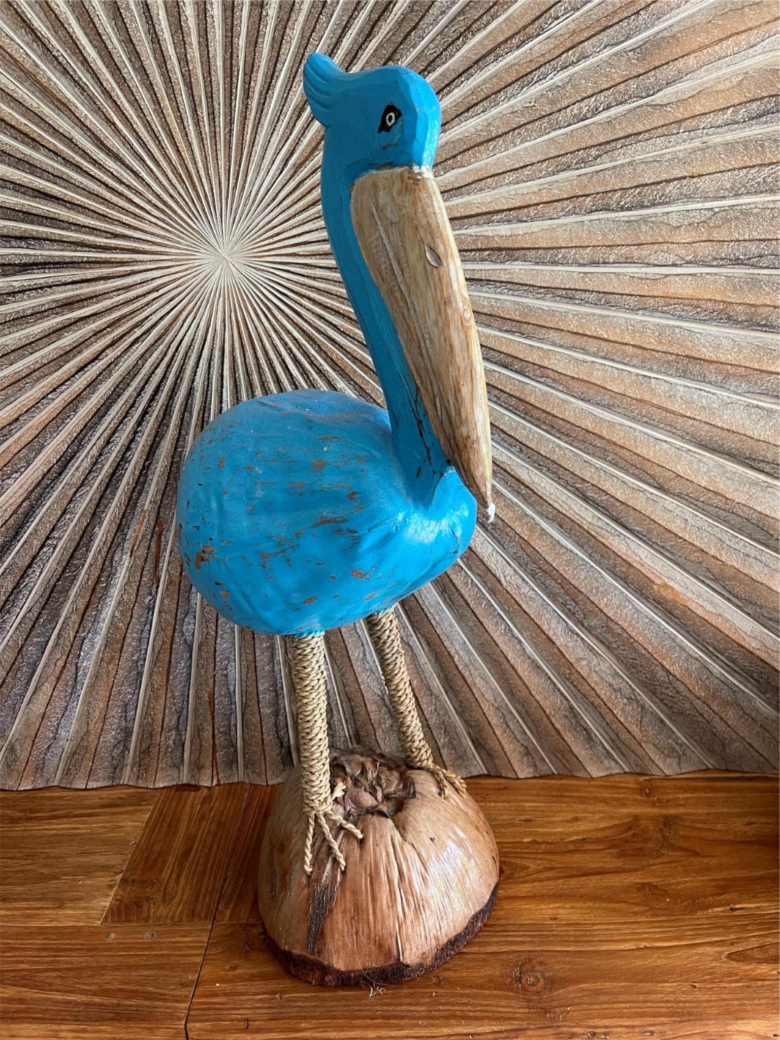 NEW Balinese Hand Crafted Coconut Pelican Sculpture - Coconut Pelican 3 Colours!