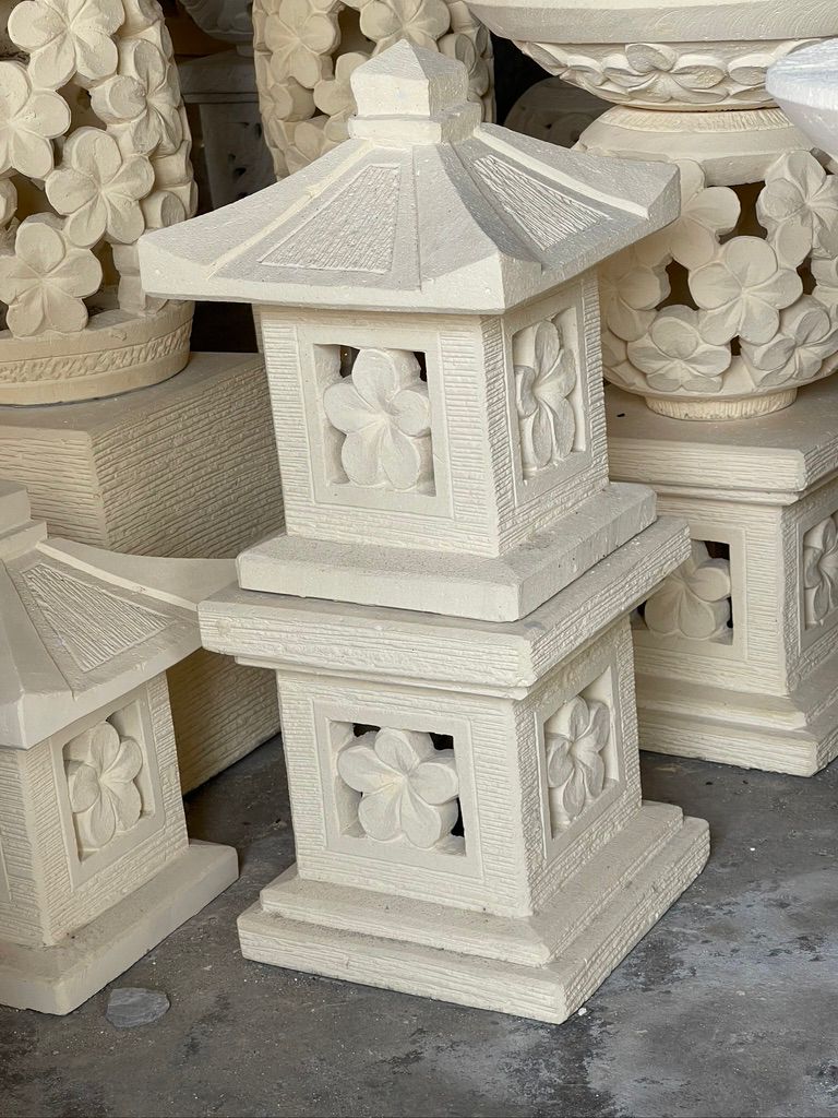 Balinese Hand Crafted Frangipani Lantern - Bali Frangipani Garden Lantern 65cm