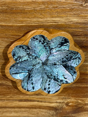 Balinese Hand Crafted Teak & Capiz Shell Flower Shaped Bowl - Bali Bowl