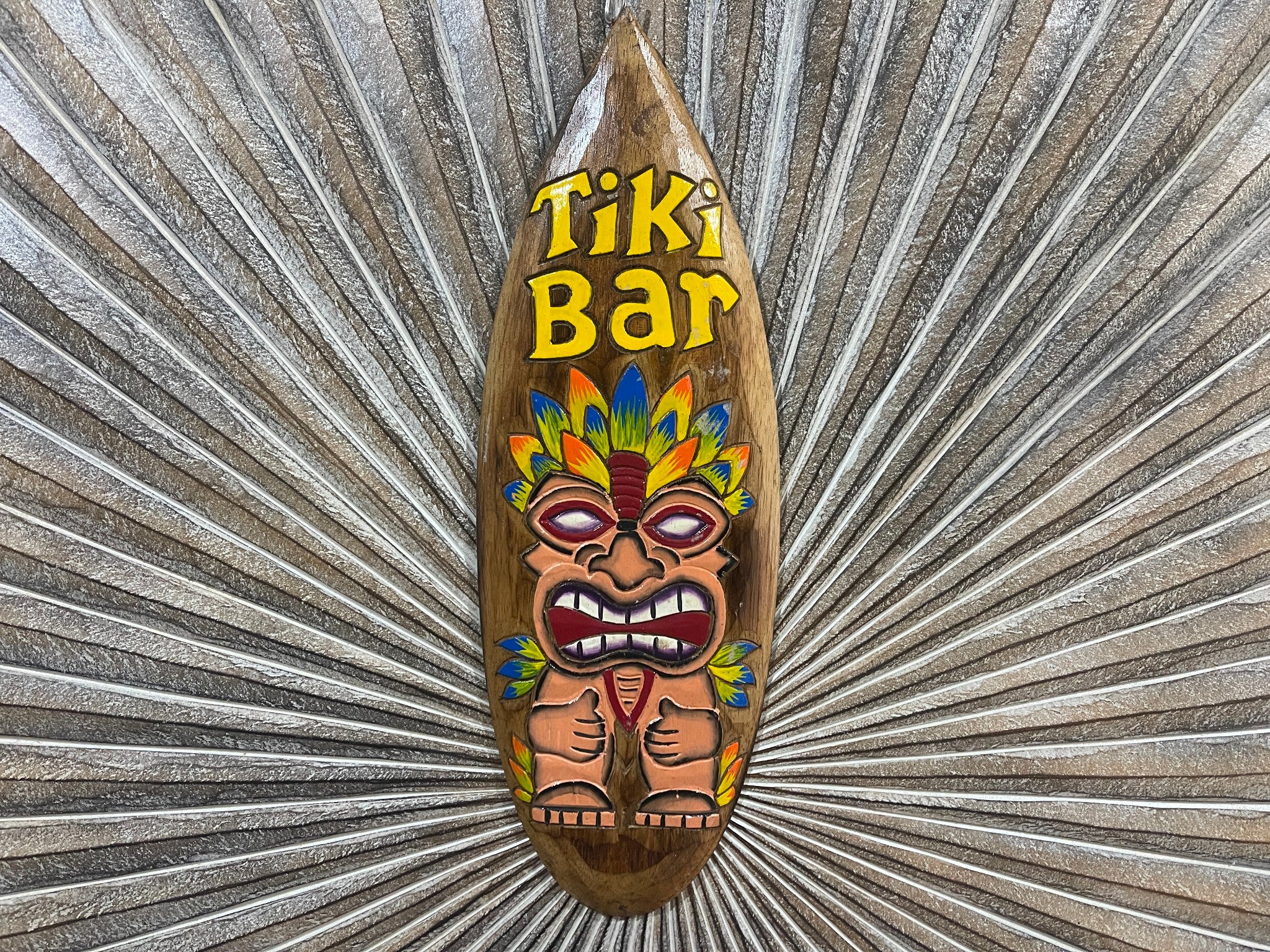 NEW Hand Crafted TIKI BAR Surfboard Shape Sign - Tropical Island Bali Bar Sign