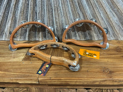 New Bali Wooden Tambourine - Hand Crafted Bali 6 Jingle Tambourine Percussion