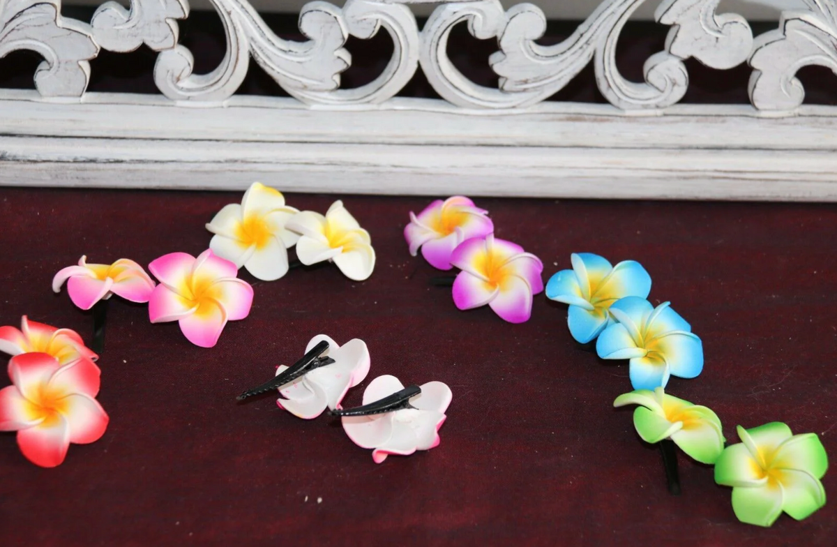 NEW Frangipani Crocodile Clips - MANY COLOURS - Frangipani Hair Clips - Pack 2