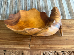 NEW Balinese Hand Carved Suar Wood Whale Bowl - Bali  Carved Whale Bowl 30cm